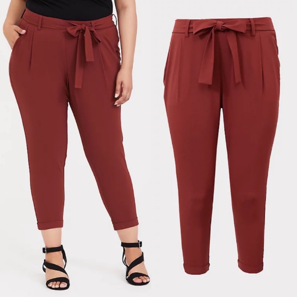 TORRID BRICK RED TIE-FRONT PANT